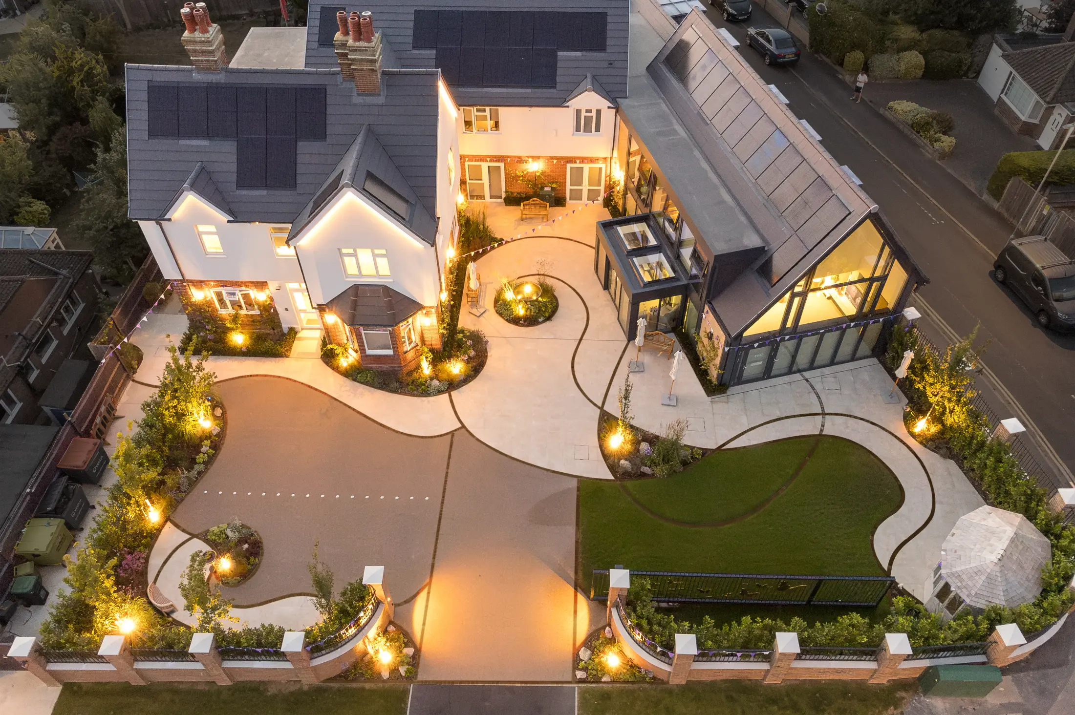 Drone shot of landscape garden design